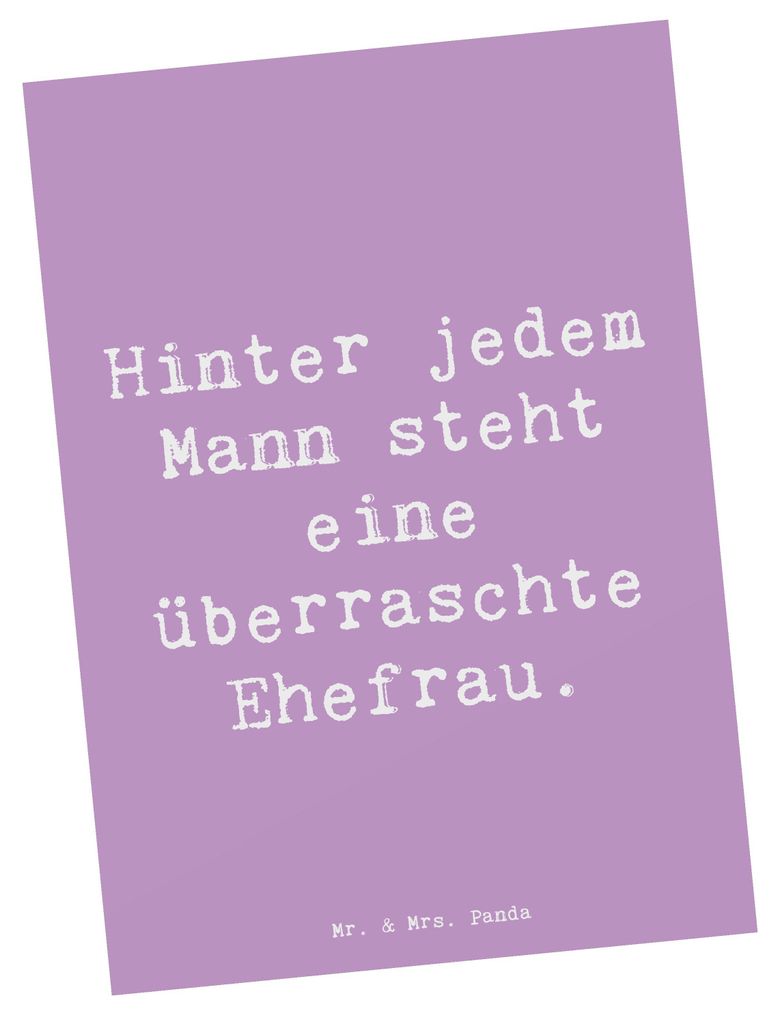 Mr. & Mrs. Panda Postkarte Spruch Überraschte Ehefrau - Lavendeltraum - Geschenk, Ansichtskarten, Liebe, Postkarten, Geburtstage, Grußkarte, für...