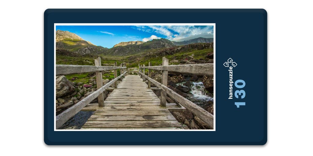 hansepuzzle 17141 - Berg-Brücke Puzzle, 130 Teile, Orte, 28,7 x 20,0cm mit hochwertiger Aufbewahrung, Kartonbox und wiederverschließbarem Beutel