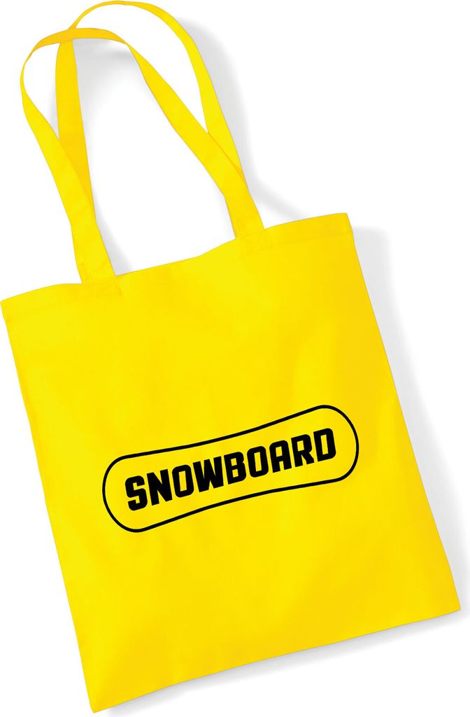 Huuraa Jutebeutel Snowbord Schriftzug 10 Liter Yellow Baumwolle Tasche Geschenkidee