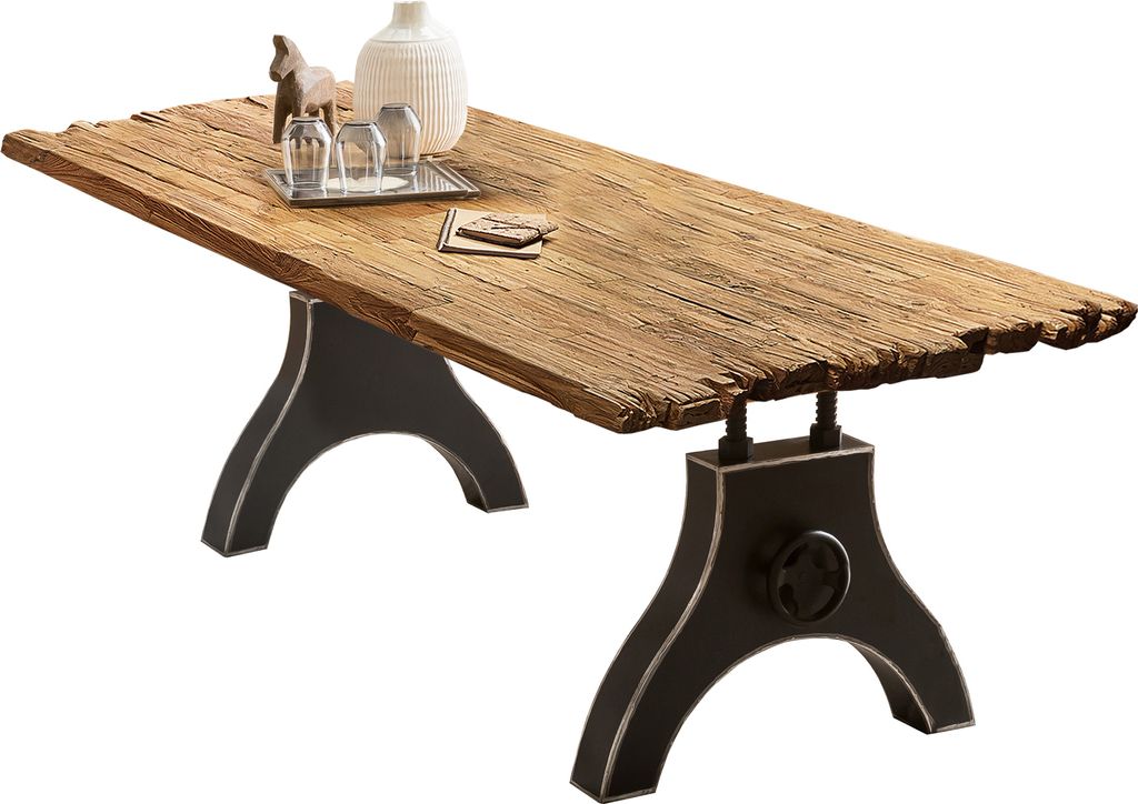 SIT Möbel Esstisch aus Teak-Holz | Platte 50 mm natur | A-Gestell Metall schwarz | B 220 x T 100 x H 74 cm | 16039-11 | Serie TOPS & TABLES