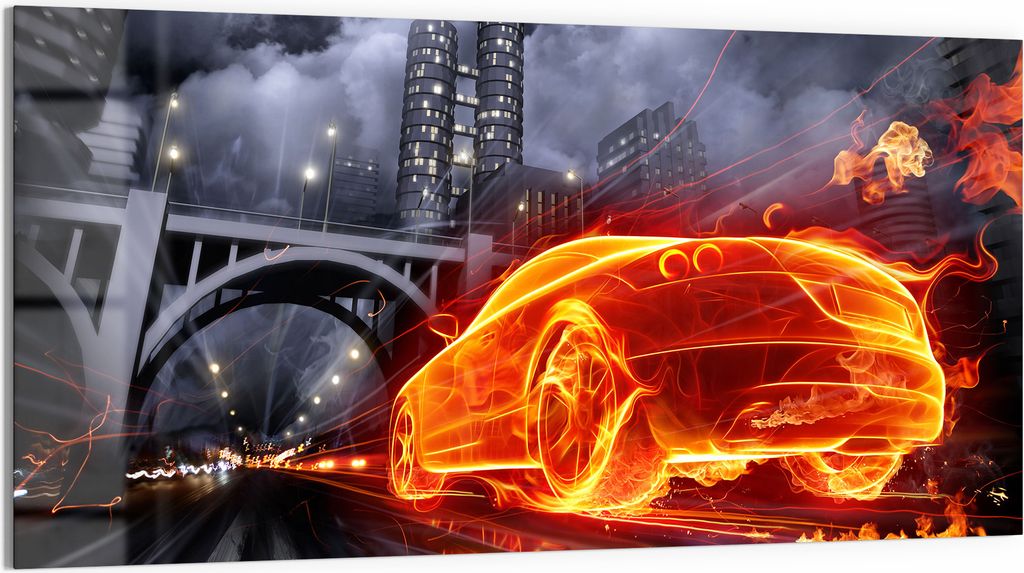 DEQORI Glasbild Echtglas 100x50 cm 'Fahrt ins Ungewisse' Wandbild Bild modern Deko