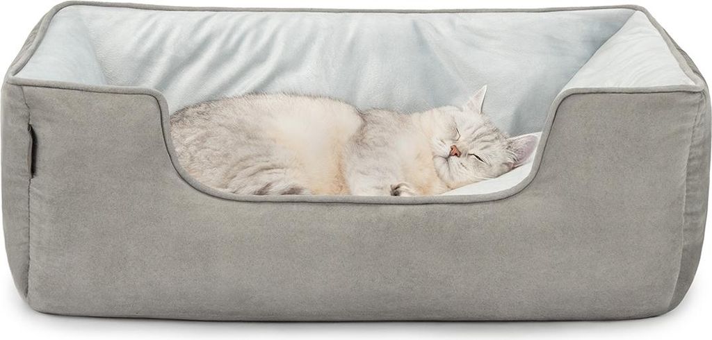 lionto Wendesofa für Katzen, 2-in-1 Katzenbett, weich gepolstert & pflegeleicht, modernes Design, 80x60 cm, hellgrau/dunkelgrau