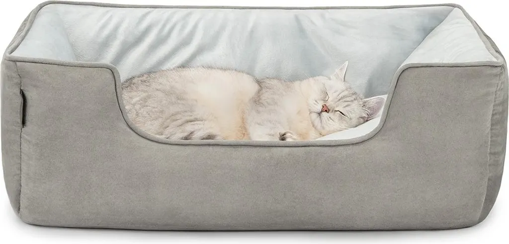 divano reversibile per gatti lionto, letto per gatti 2 in 1, morbidamente imbottito e facile da pulire, design moderno, 80x60 cm, grigio chiaro/grigio scuro