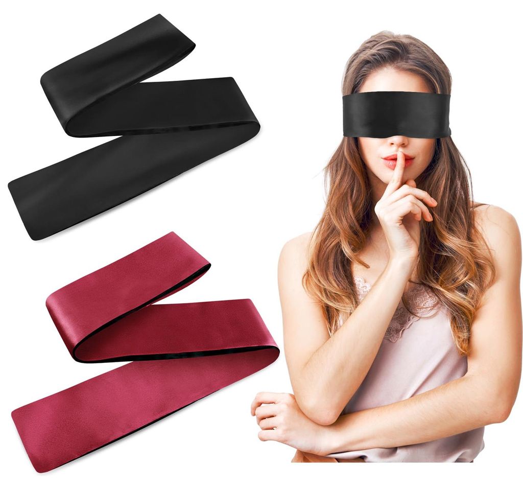 Set mit 2 Satin-Augenmasken, weiche Schlafmaske 150 x 7 cm, verstellbare Augenabdeckung, Reise-Augenmaske, Satin-Augenmaske für Damen, Herren, Erw...