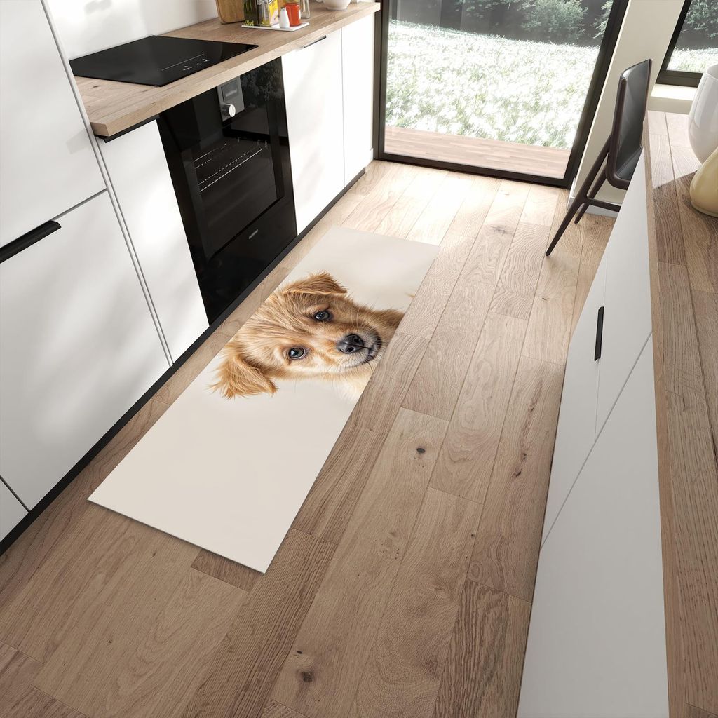 Küchenteppich 60x180cm rutschfest & abwischbar PVC Läufer - Welpenbilde