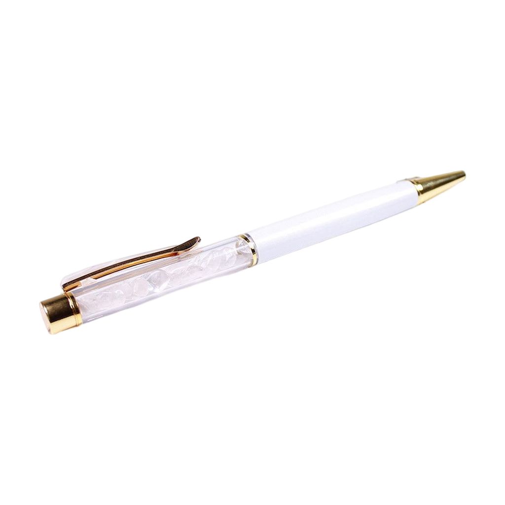 Fluent Write Kugelschreiber glatt natürliche bequeme Grip Faux Crystal Rollerball Stift für Klassenzimmer-Weiß