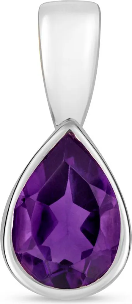 Pendentif Or Blanc 9 Carats Améthyste Violette 13mm - Éclat Durable