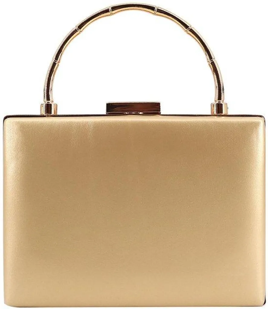 Pochette dorée brillante effet miroir 13cm en similicuir de luxe femme