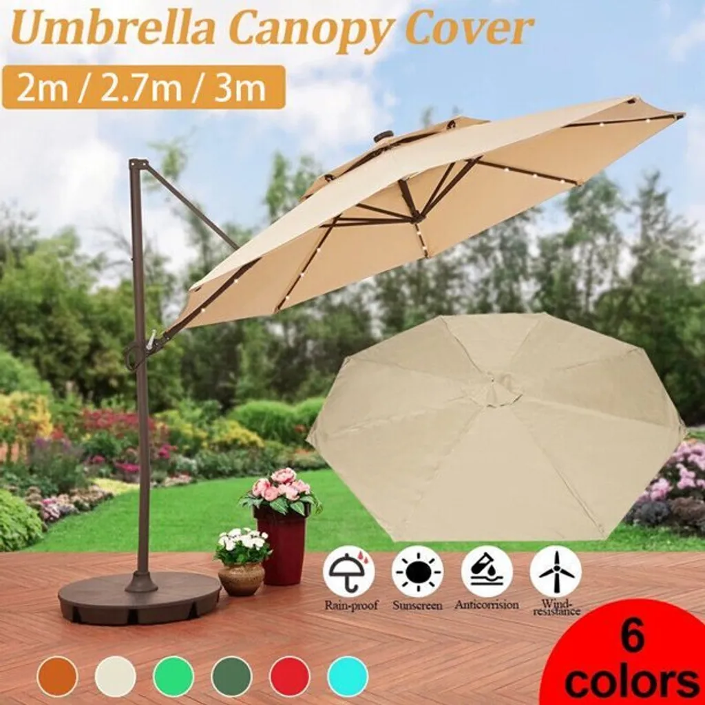 Topchances Toile de Parasol 2,7m Rouge avec 6 Baleines Anti-UV Robuste
