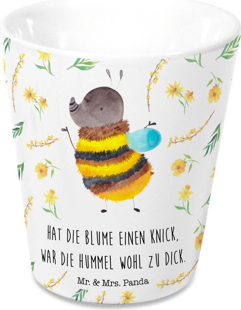 Mr. & Mrs. Panda Pflanzgefäß Hummel flauschig - Weiß - Geschenk, Topf, Blumentopf Aus Keramik, Pflanzentopf, Pflanztopf, Blume, Lustige Sprüche...