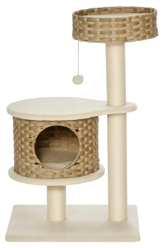 PawHut Arbre à chat D30-484 design avec niche douillette et poteaux sisal