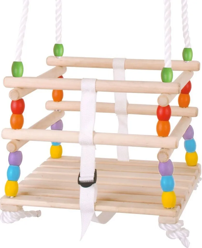 Bigjigs Toys Altalena Legno FSC con Perline Colorate per Bambini