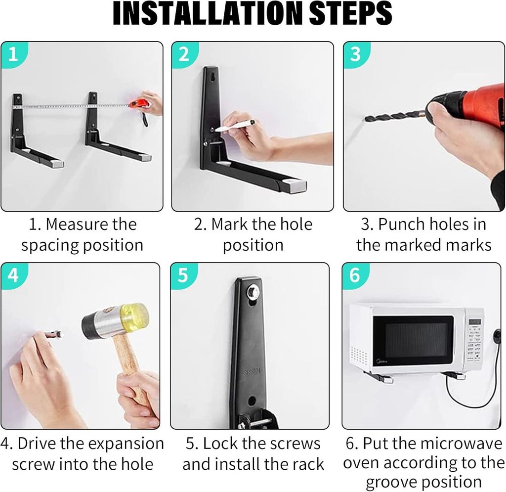 Bayli Mikrowellenhalterung Ausziehbar 31-47,5cm - Wandregal Für Küchengeräte Bis 40kg