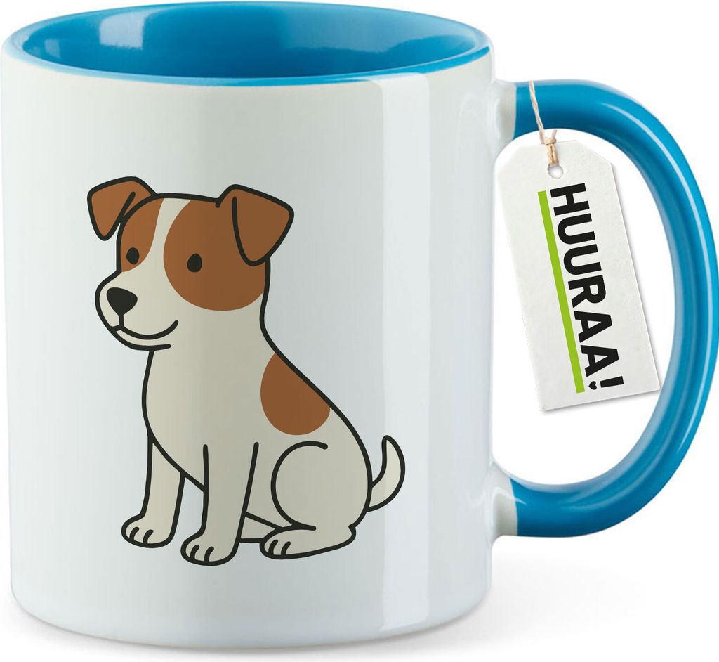 Huuraa Kaffeetasse Jack Russell Terrier Comic Jacky 330ml Blau Keramik Kaffeebecher Geschenkidee