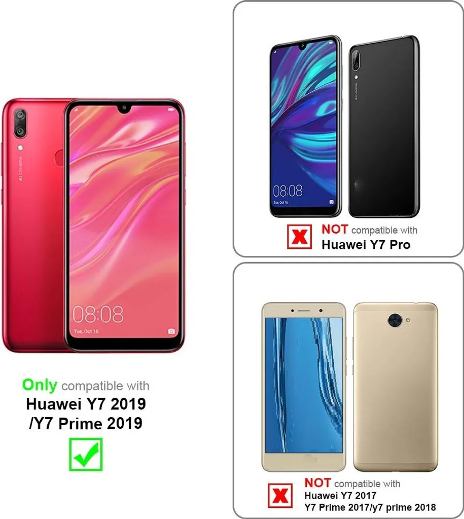 Custodia Antiurto Huawei Y7 2019 Cadorabo TPU Rosa con Stand Video