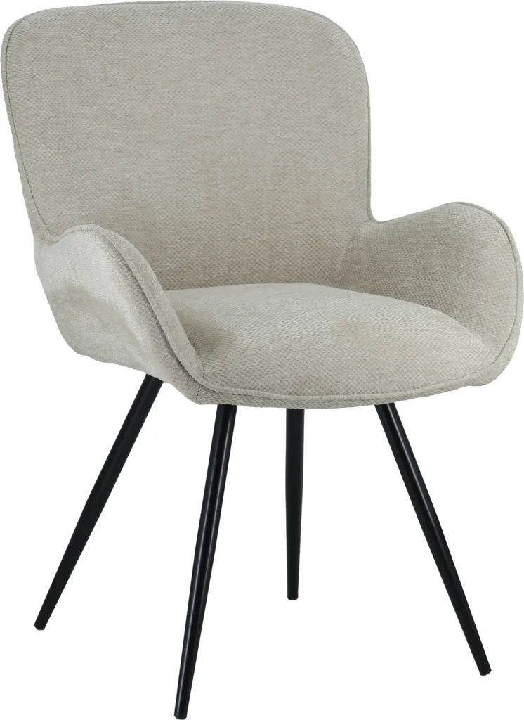 Chaise de salle à manger en chenille beige EVA avec dossier ergonomique
