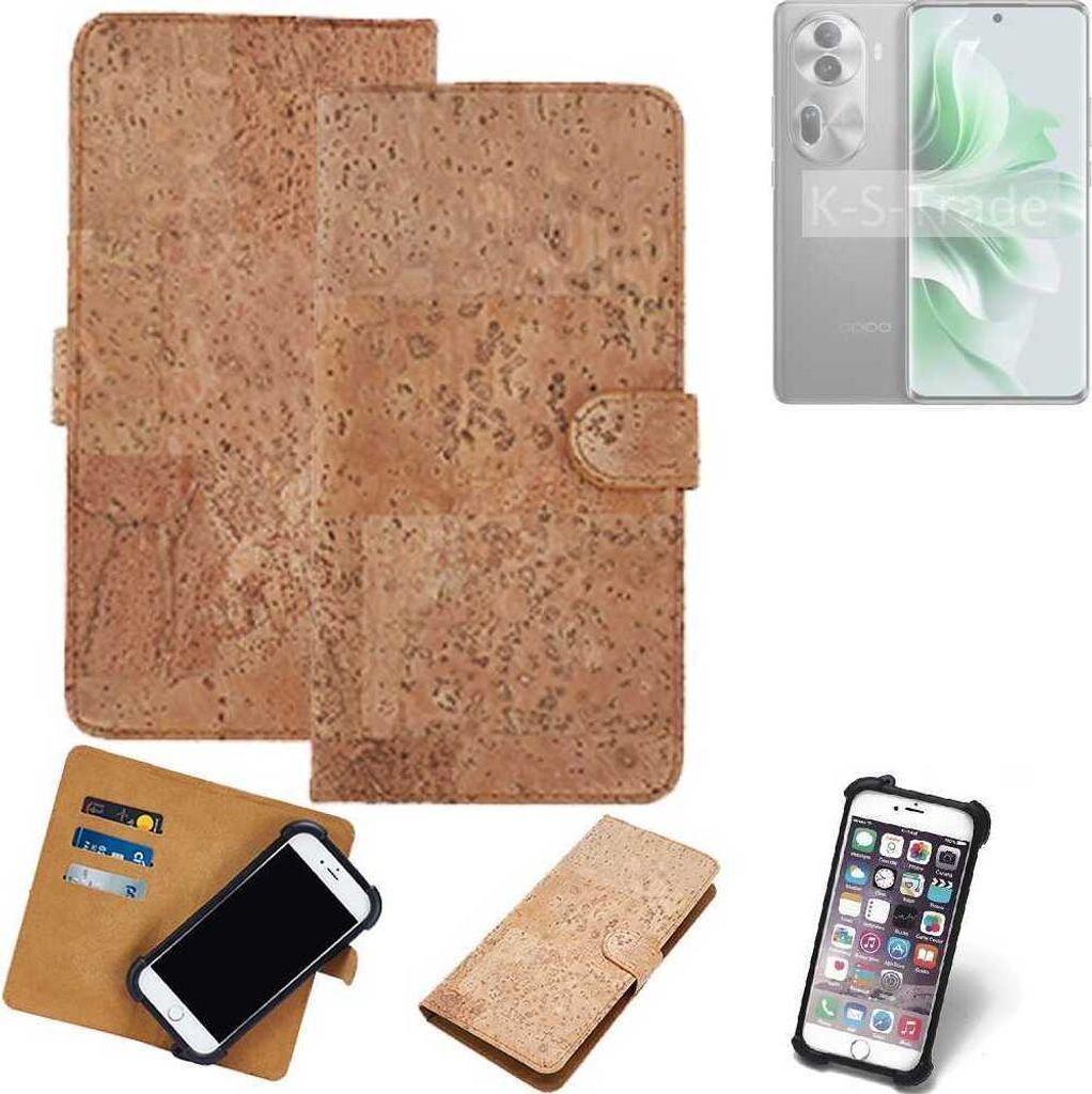 K-S-Trade Hülle kompatibel mit Oppo Reno11 Kork Handyhülle Cover Schutzhülle TPU Case Bumper in Hellbraun, (1x)