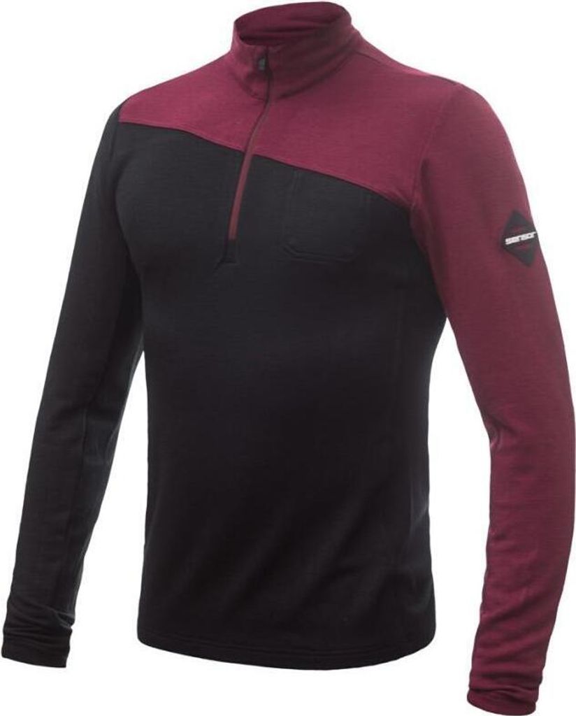 T-shirt Sensor Merino Extreme Zip Herren lang schwarz-sportrot größe M 22200049-01