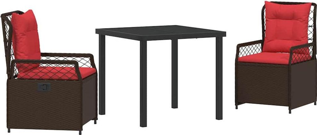 Garten Essgruppe 3 pcs Braun Poly-Rattan
