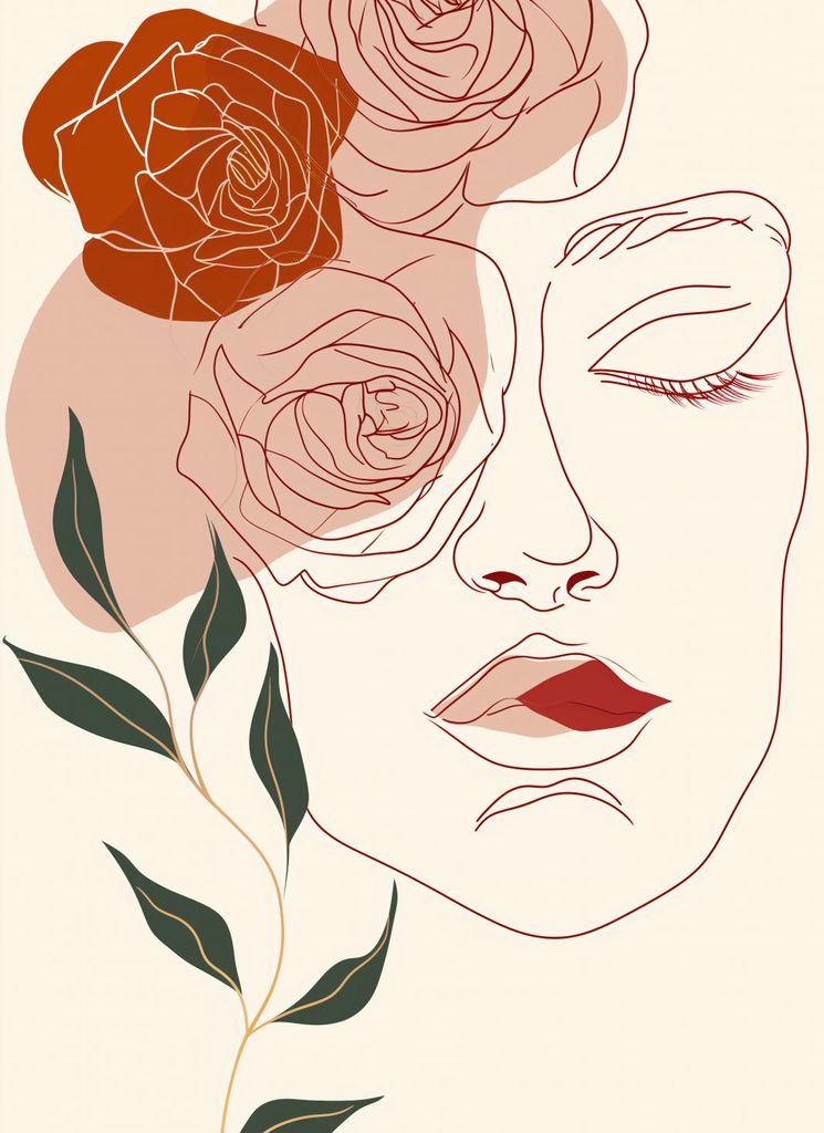 Poster 40x55cm Beige und Gesicht