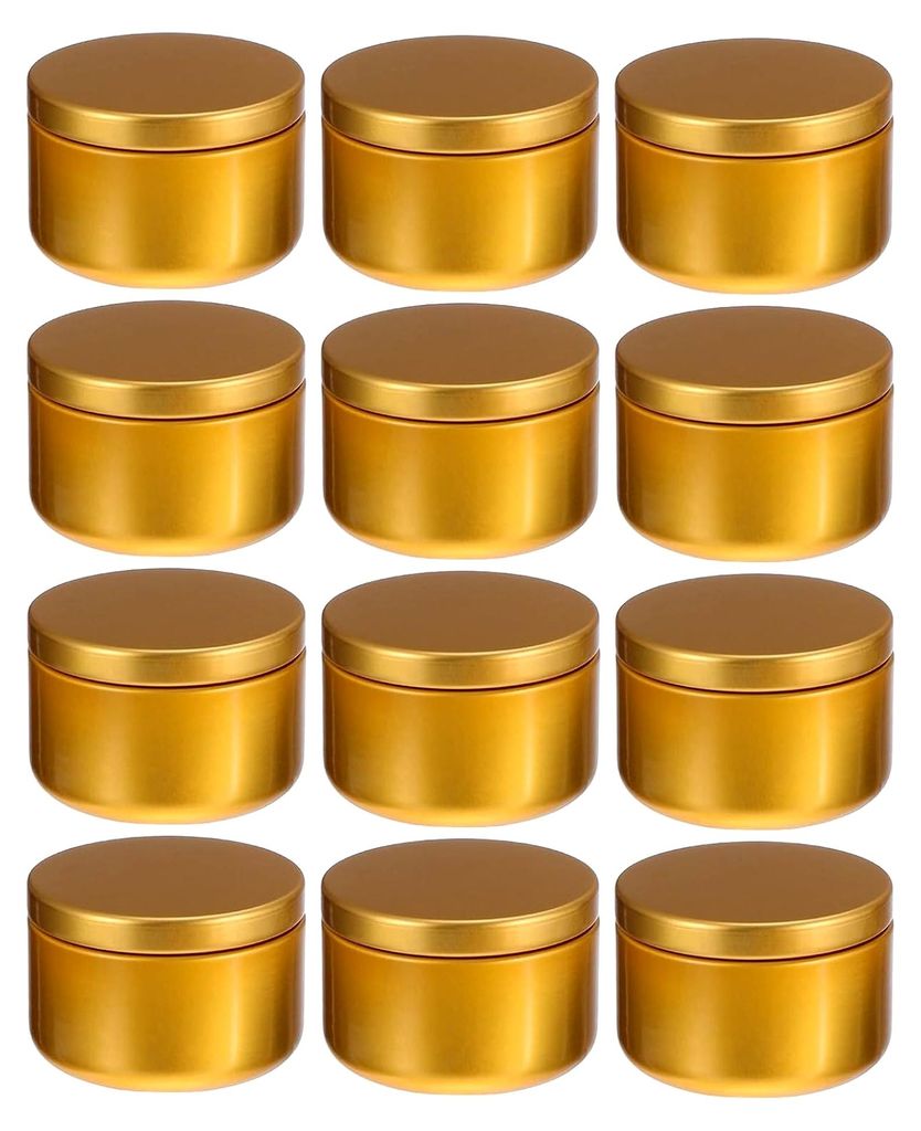 12 Stück Metallkerzendosen 50 ml Runde Luftdicht Kompakte Reisebehälter für Selbstgemachte Kerzen und Bastelbedarf