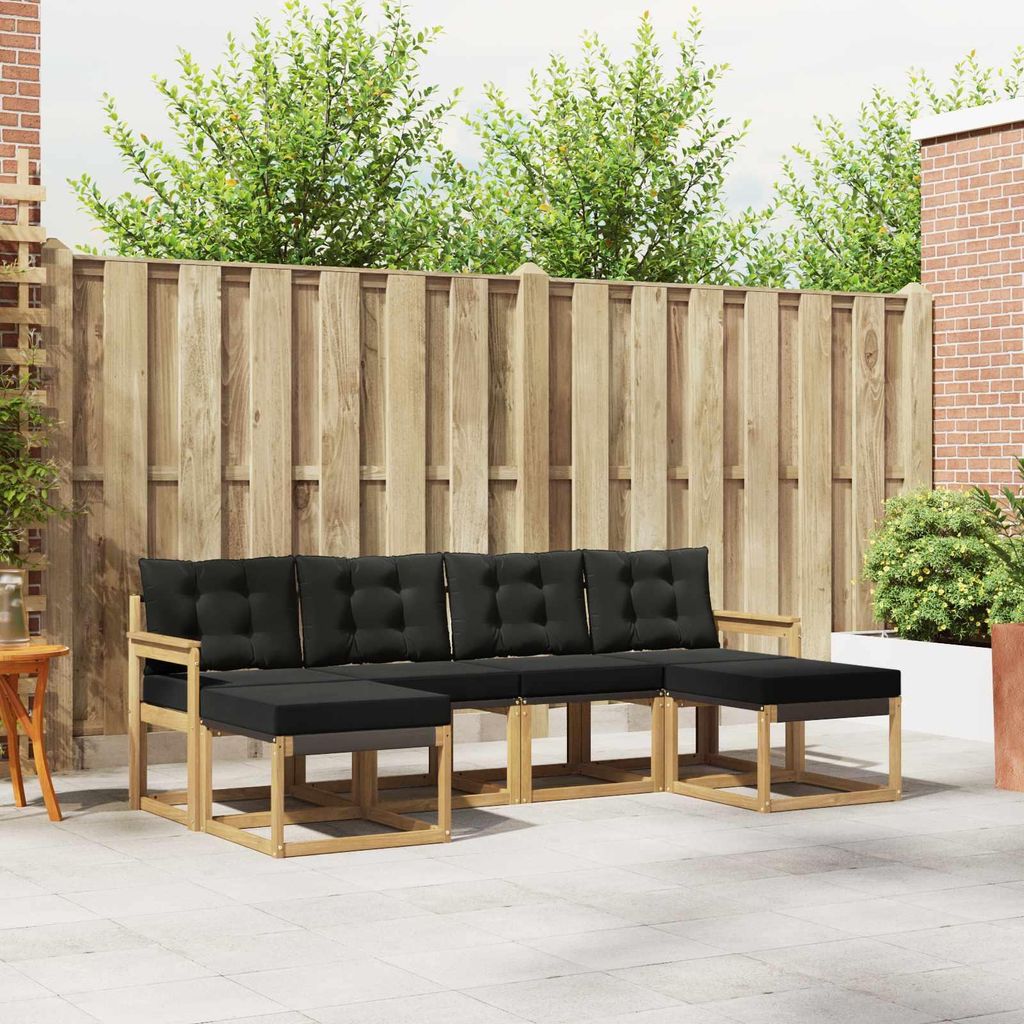 Möbel Outdoor-Sofagarnitur mit Kissen 6 pcs Weiß und SchwarzGartensofas - Gartensofas c3832