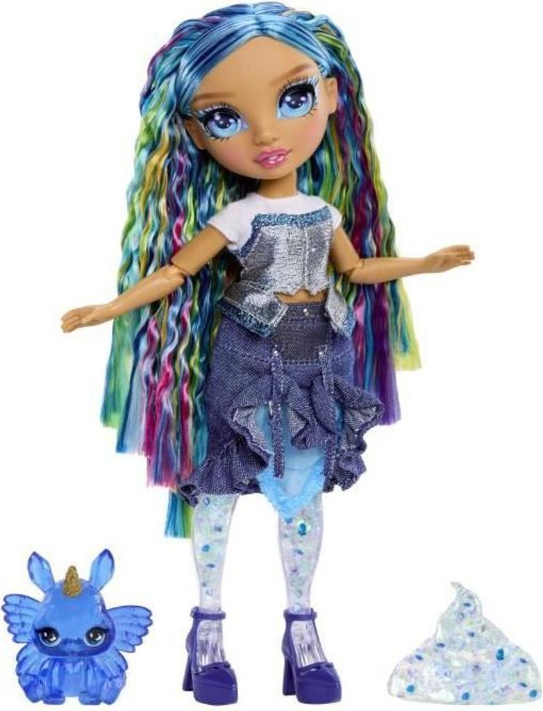 Rainbow High Rainbow Shimmers Modepuppe mit Slime, Skyler (blau), 27 cm