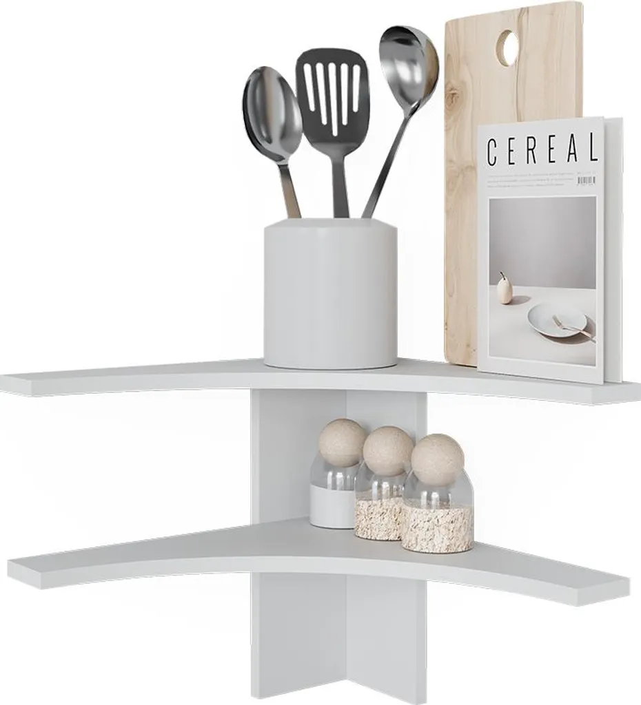 Étagère d'angle design blanc mat Vicco Roman, format compact 43,5 cm