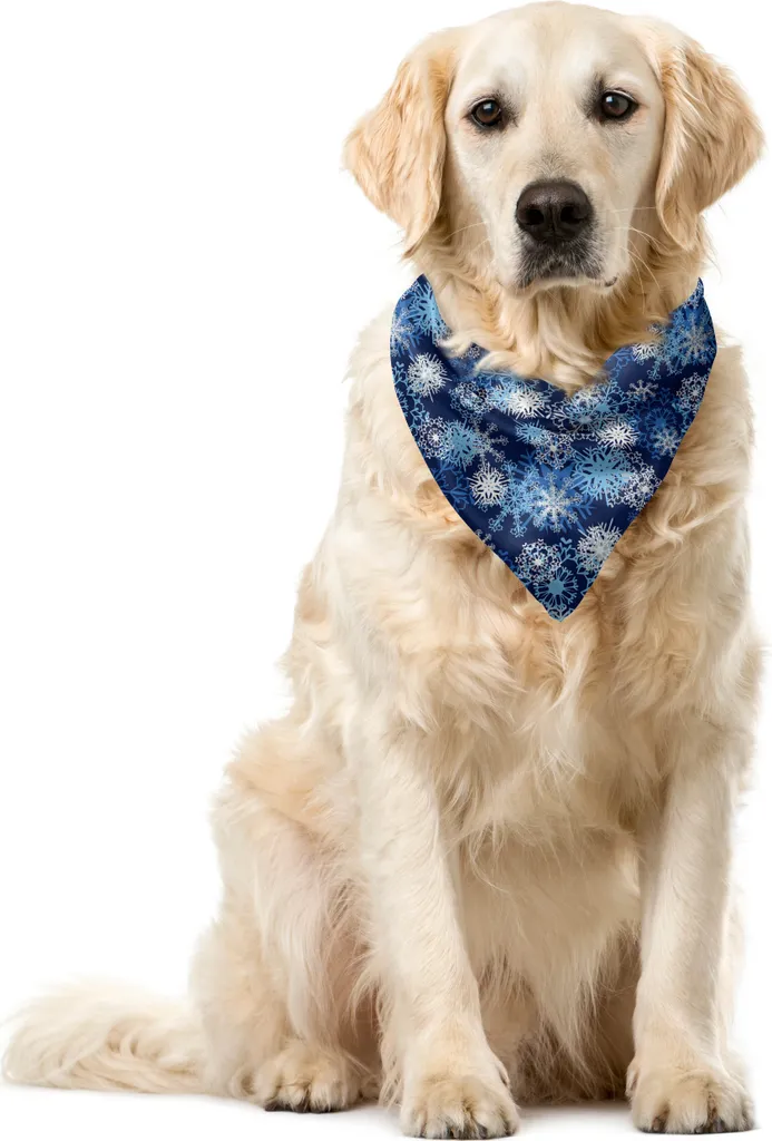 Bandana Natalizia Cani ABAKUHAUS 55x55cm - Fiocchi di Neve Blu Scuro