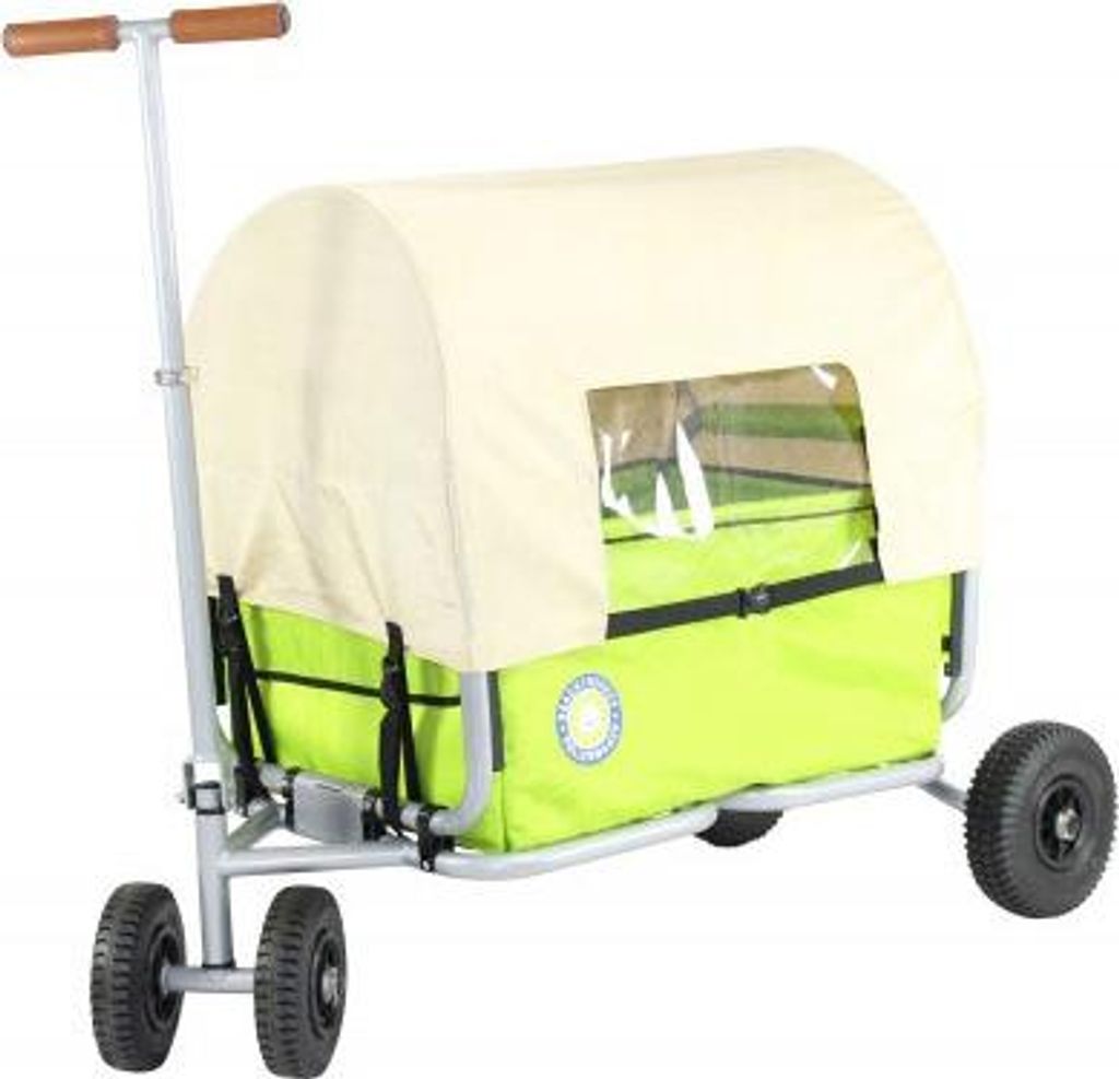 Beachtrekker faltbarer Bollerwagen Life mit integrierter Feststellbremse und Sonnenverdeck Grün und Luftreifen