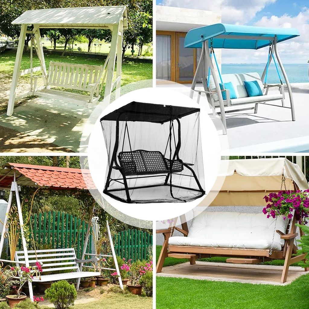 Reißverschluss-Moskitonetz für 3-Sitzer-Sonnenschirm Veranda-Schaukel - Außenbereich Garten, Balkon, Reisen, Camping, Schaukelstuhl