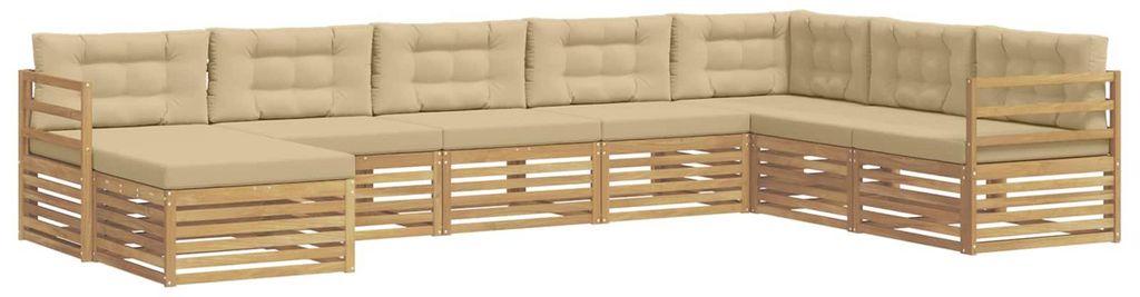 “2026 Modern“ Weiß und Beige Outdoor-Sofagarnitur mit Kissen 8 pcs Weiß und Beige Polyester - Designermöbel 67230 - Gartensofas