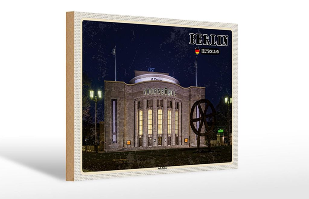 Holzschild Städte Berlin Volksbühne Deutschland 30x20cm