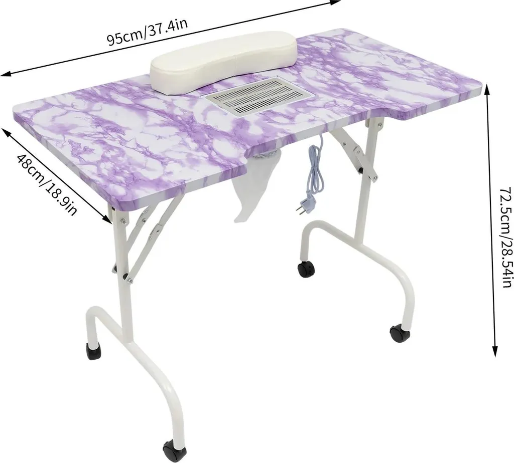 Poste de manucure portable violet avec aspiration intégrée pour ongle - 4