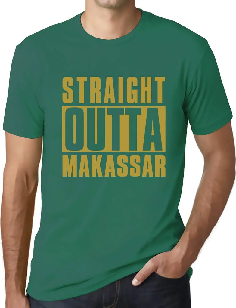 Herren Grafik T-Shirt Direkt aus Makassar – Straight Outta Makassar – Öko-Verantwortlich Vintage Jahrgang Kurzarm Lustige Druck Geburtstag Ges...