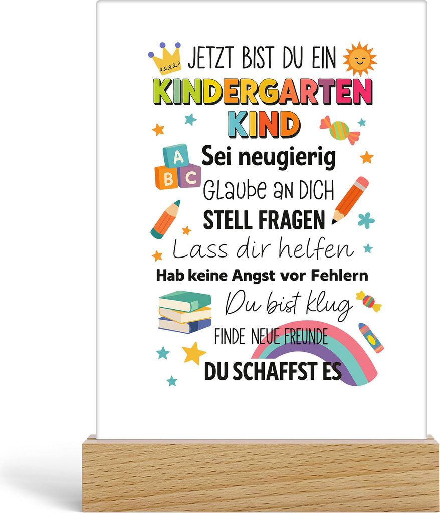 Kindergartenkind Acrylaufsteller Geschenk Kita Start Vorschule Mädchen Junge Motiv originelle Idee Deko