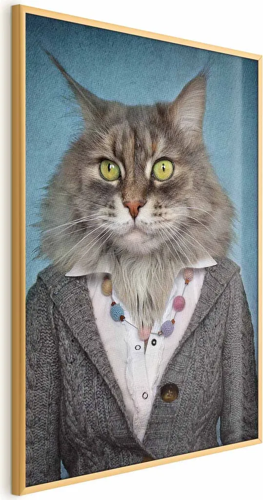 Poster Mrs Cat 60x90 cm con cornice dorata senza margini