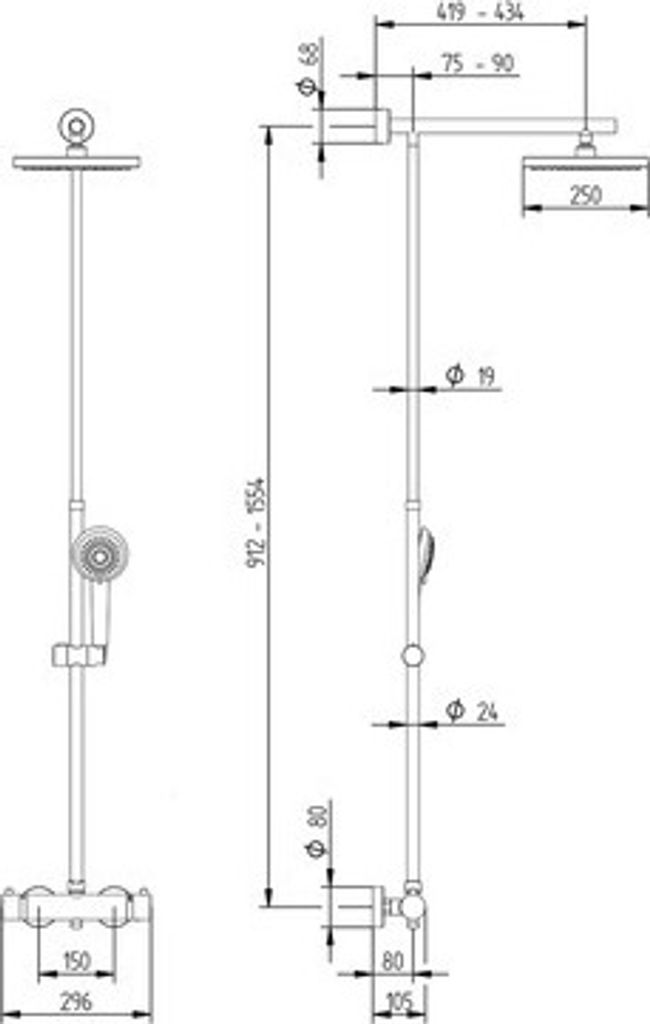 Duschsäule inkl. Thermostat Schulte Classic ExpressPlus eckig edelstahl EP9641 90