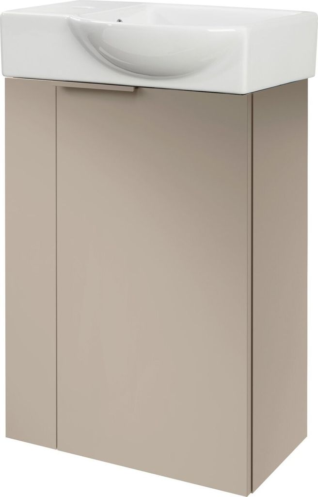 FACKELMANN SBC B.PARIS Gäste WC Waschtisch Set 45 cm breit, Grau, Keramikwaschbecken Weiß, Hahnloch links, Türanschlag rechts Eleganz und Funkti...