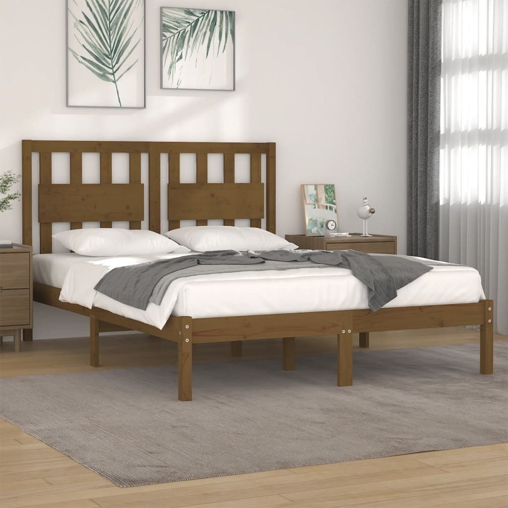 The Living Store Massivholzbett Honigbraun Kiefer 200x200 Produktbild 