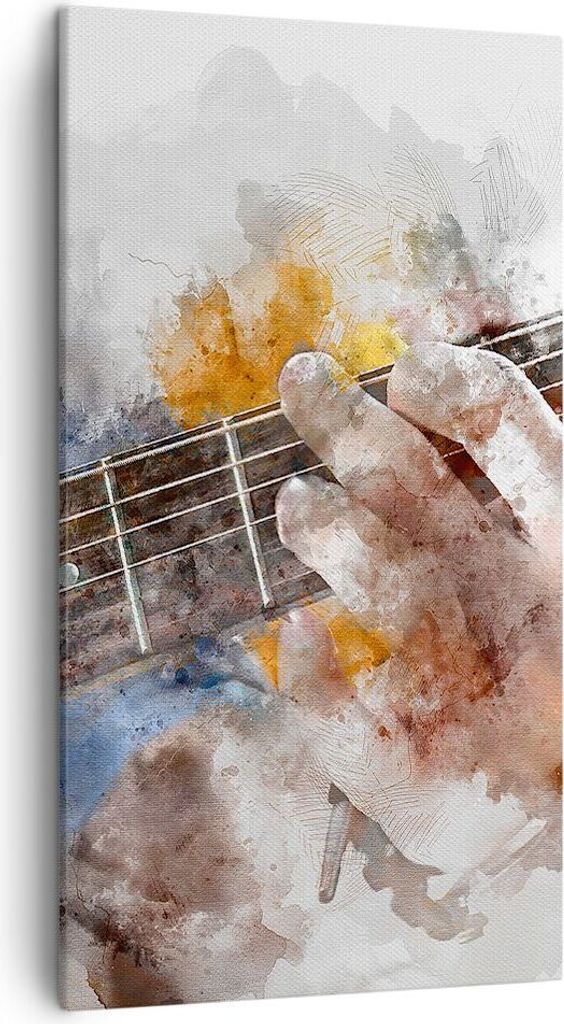 Bild auf Leinwand - Leinwandbild - Gitarre Musik - 45x80cm - Wand Bild - Wanddeko - Wandbilder - Leinwanddruck - Bilder - Kunstdruck - Wanddekorati...