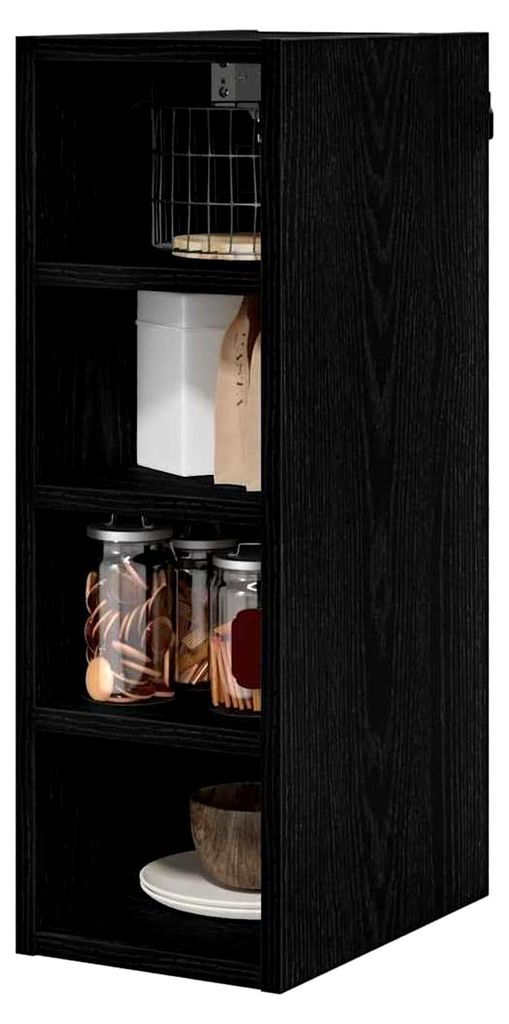 Hängeschrank mit Regal in Schwarz Eichen-Optik 20 x 29,5 x 60 cm, großzügiger Stauraum, moderne Küchenschränke, robustes, rechteckiges Design,...