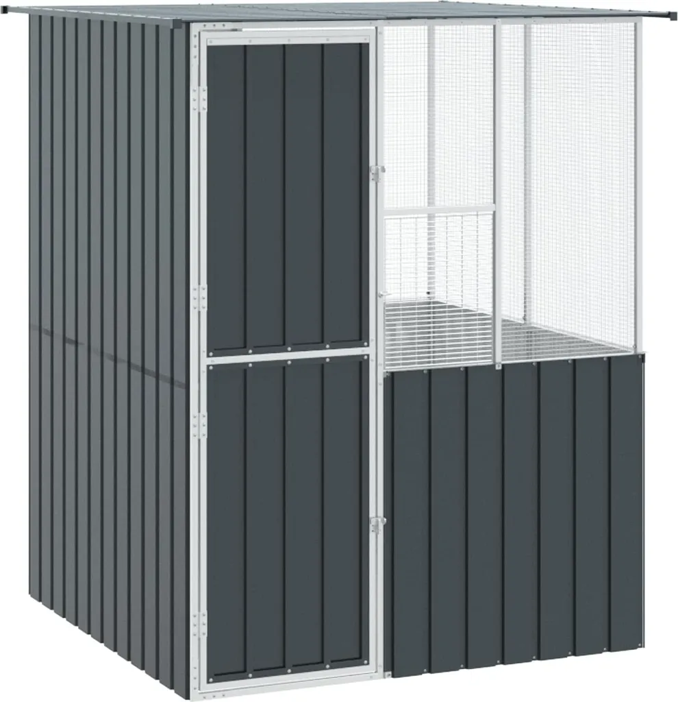 Volière en acier galvanisé 154 cm avec toit protecteur anthracite
