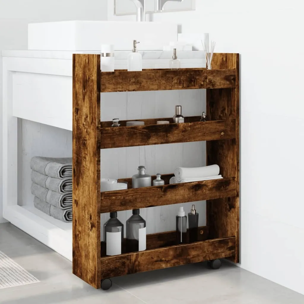 Organizer Multiuso 4 Ripiani Legno Quercia Affumicata per Ufficio e Casa - 3