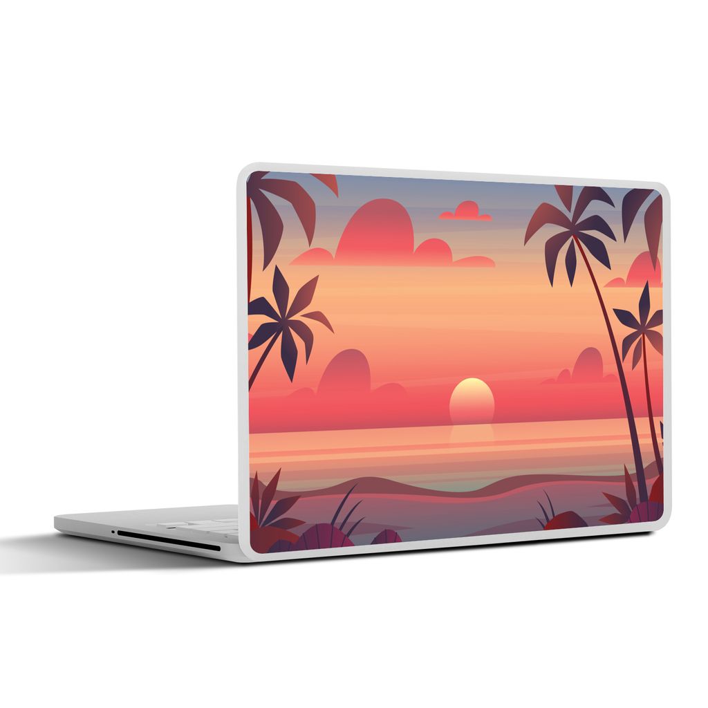 MuchoWow Laptop Aufkleber Sticker Cover Retro - Strand - Sonne 40x30 cm - Laptop Dekoration - Selbstklebend