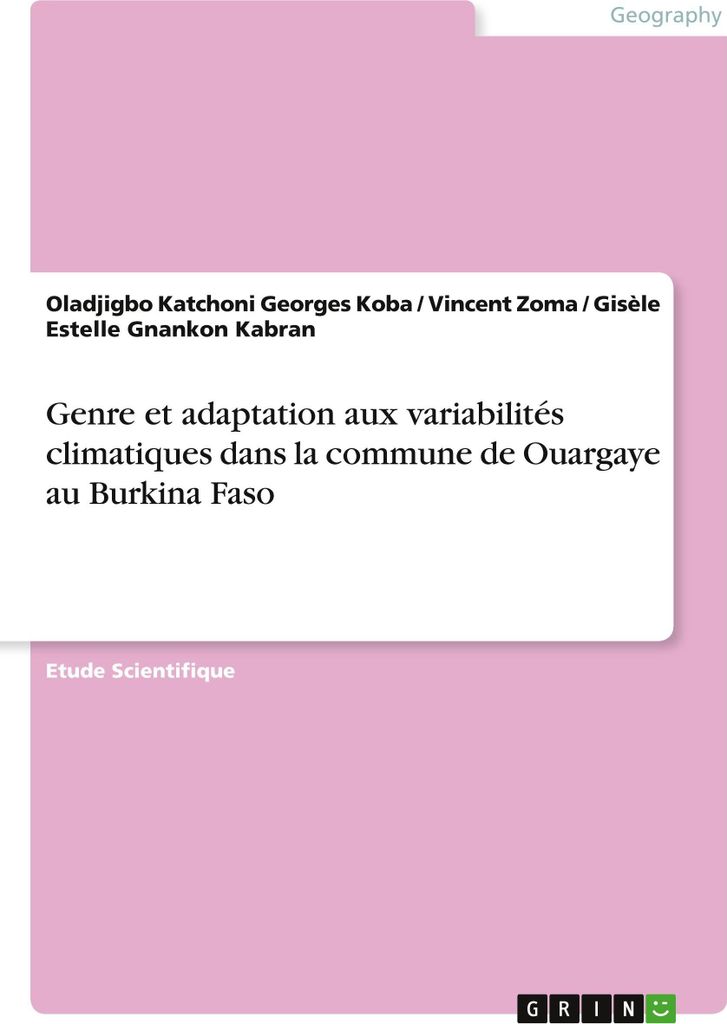 Genre et adaptation aux variabilités climatiques dans la commune de Ouargaye au Burkina Faso