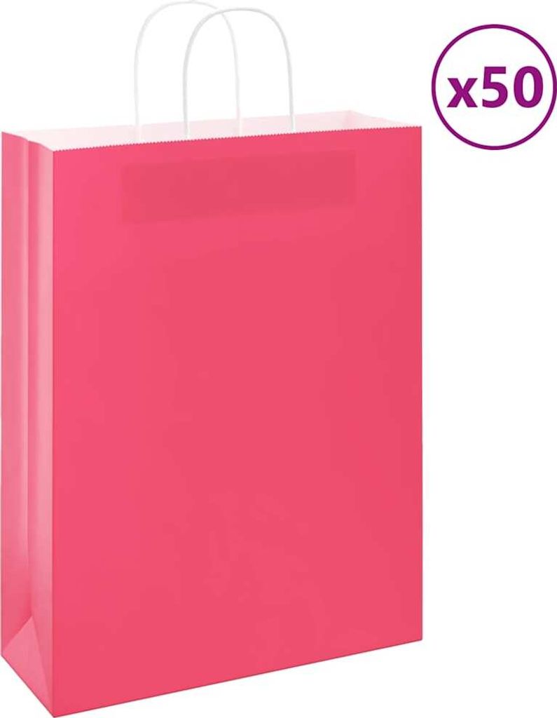 Papiertragetaschen 50 Stk. mit Henkeln Rosa 32x12x42 cm