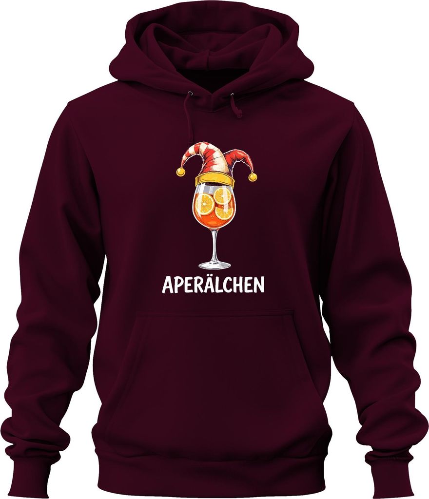 Aperälchen Aperol Spritz Cocktail Glas Orangenscheiben Lustig Uni Hoodie Kapuzenpullover, Burgundy, 3XL