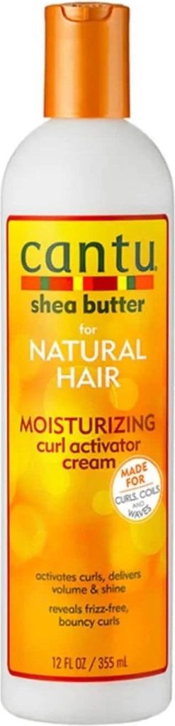 A bottle of Cantu Shea Butter Curl Activator Cream.