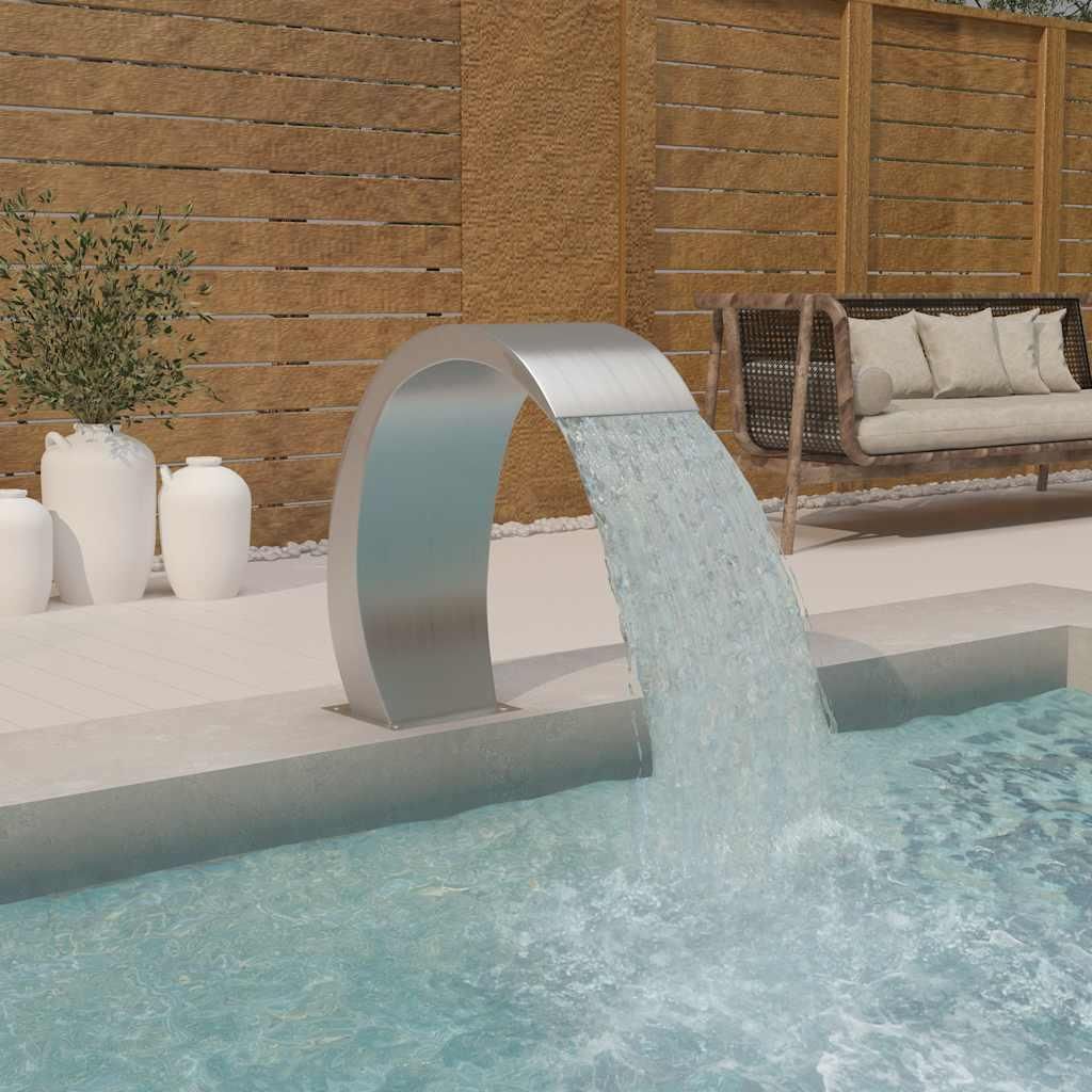 vidaXL Cascade de piscine avec LEDs 30x60x70 cm Acier Image du produit 